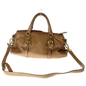 Prada shoulder handbag Tan leather Pink bag Beige